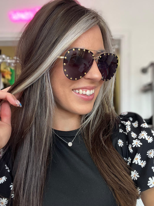 Hollywood Sunglasses, Black/Gold