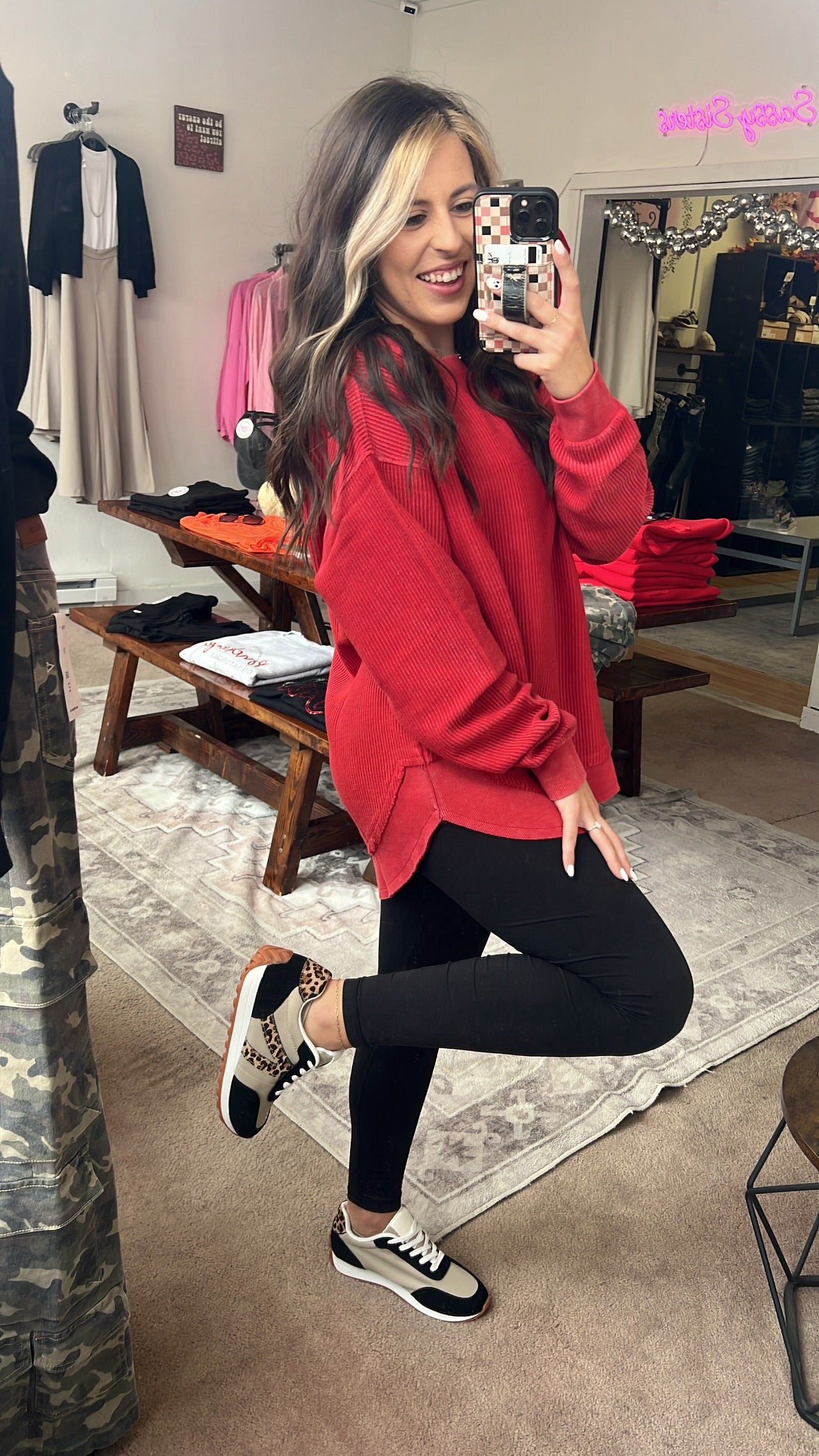 Luxe Corded Crew, Crimson