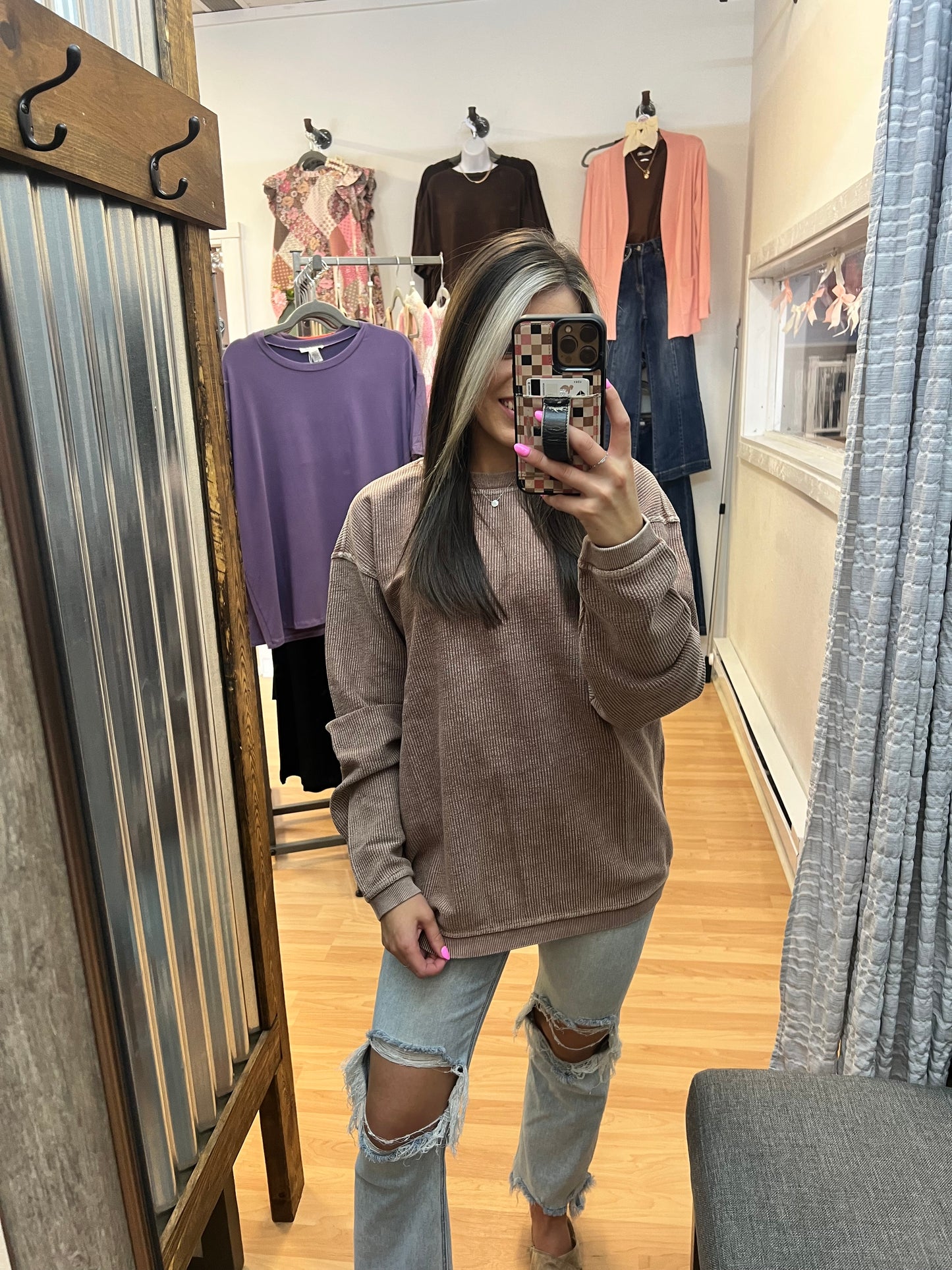 Luxe Corded Crew, Cappuccino