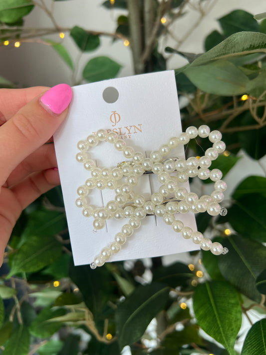 Pearl Bow Hair Clips