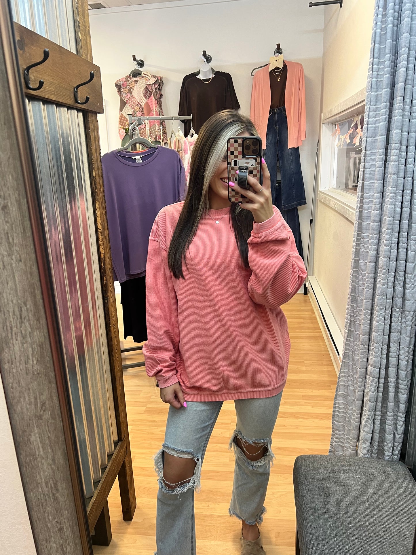 Luxe Corded Crew, Dewberry
