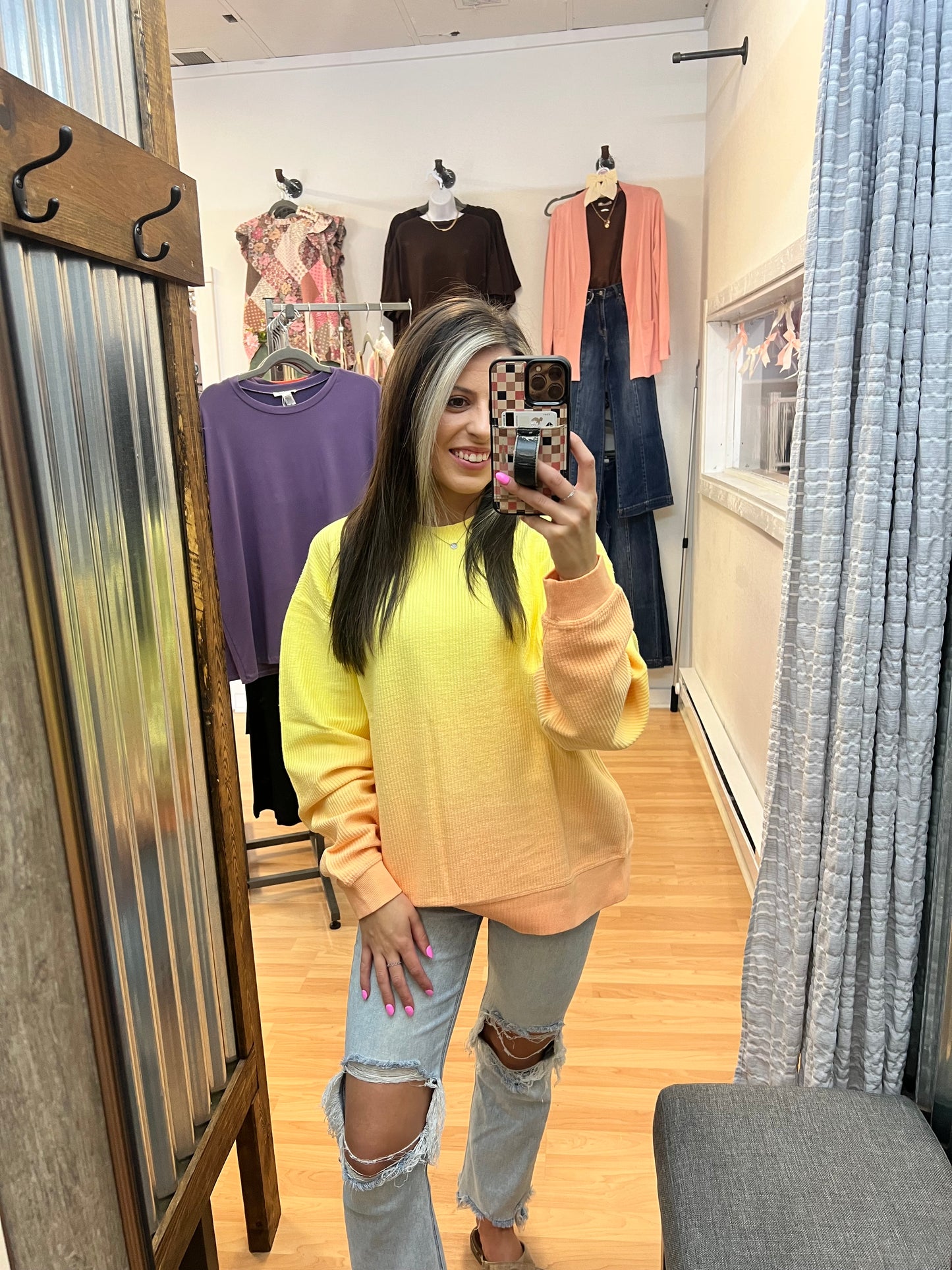 Luxe Corded Crew, Ombre Sunset