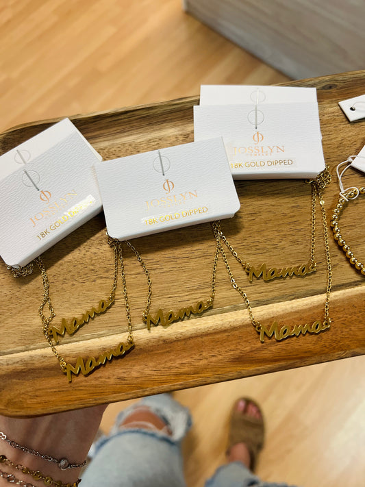 Mama Pendant Necklace, Gold