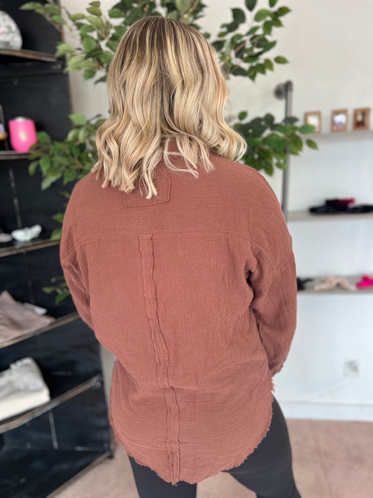 Fancy Like Button Up, Brown