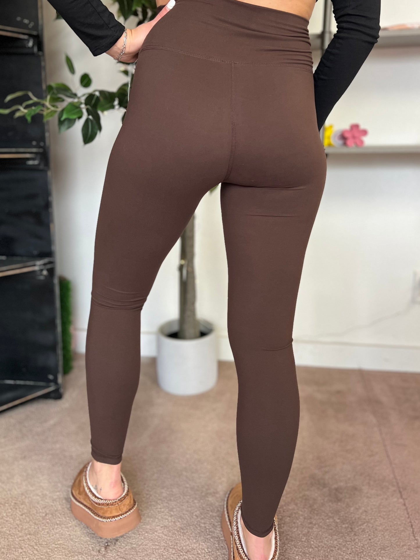 V Waist Leggings, Espresso