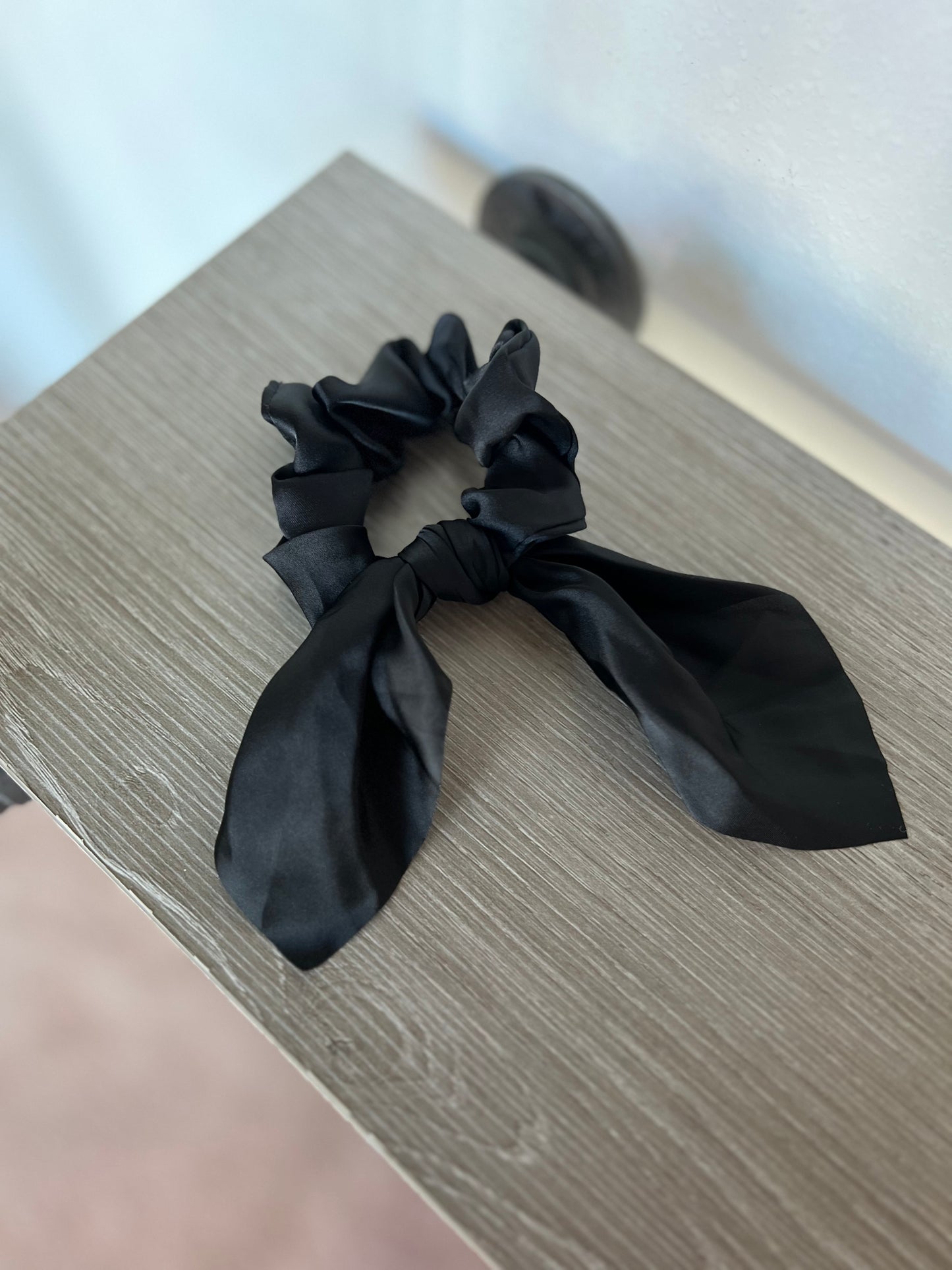 Satin Bow Scrunchie, Black