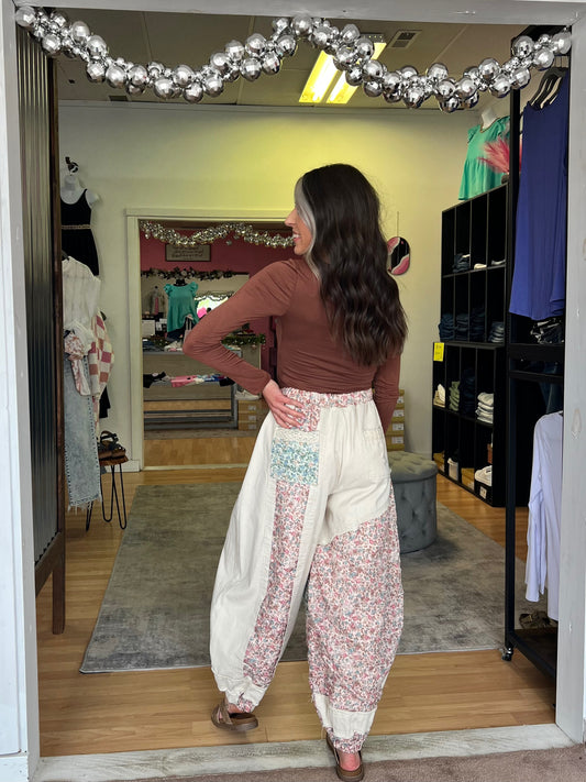 Oatmeal Patchwork Joggers, POL