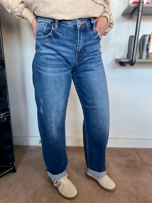 Lindsey Mid Rise Barrel Jean, RISEN