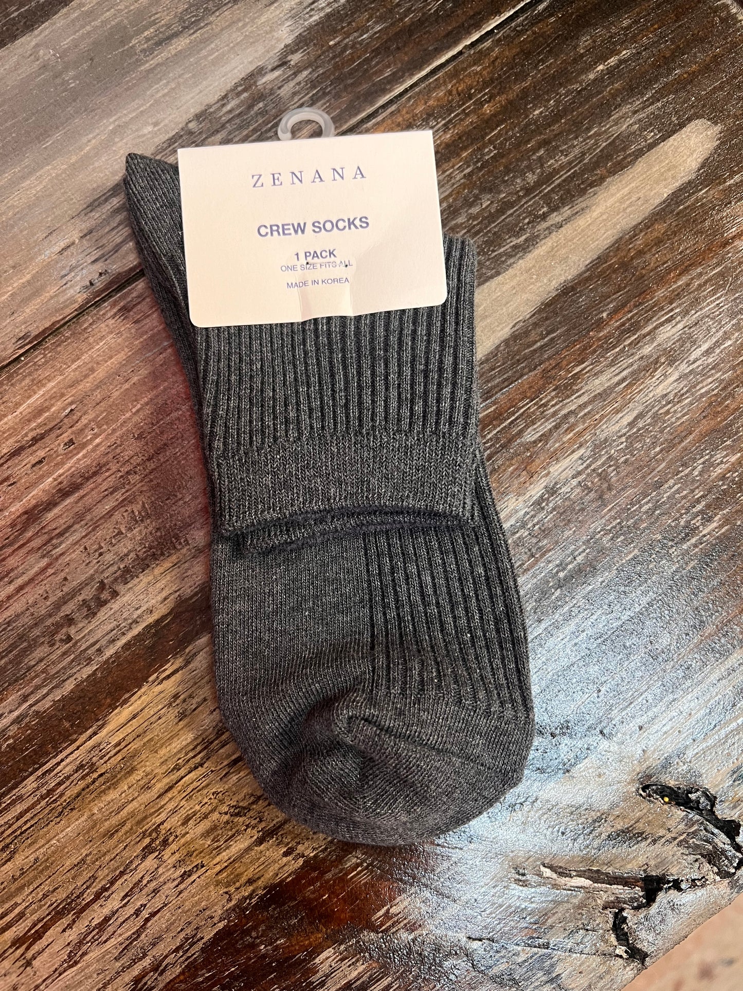 Ribbed Crew Socks, Charcoal