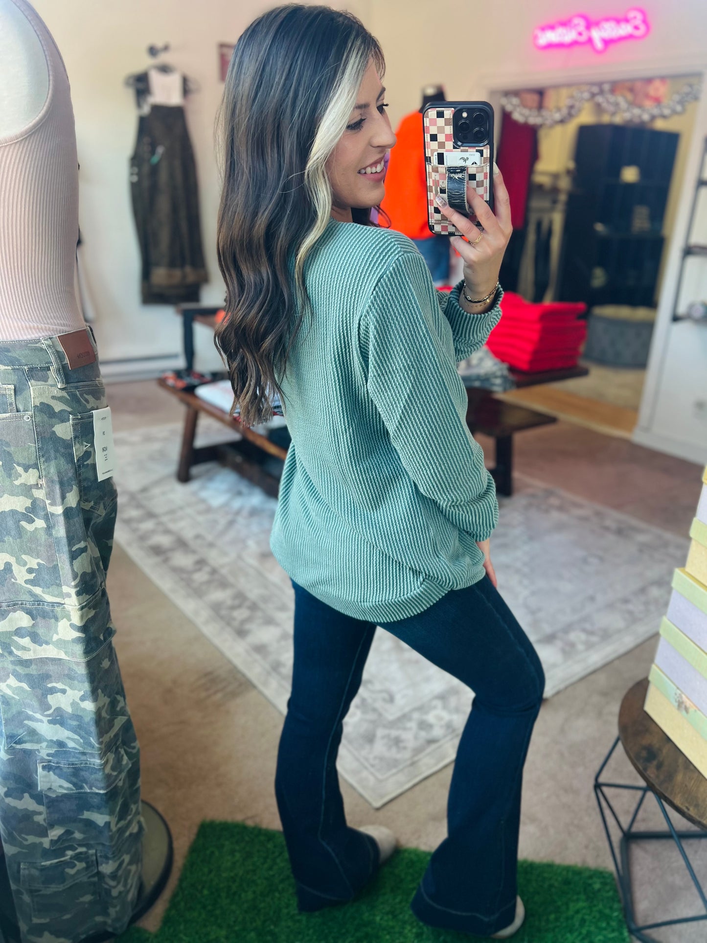 Raised Rib Top, Jade