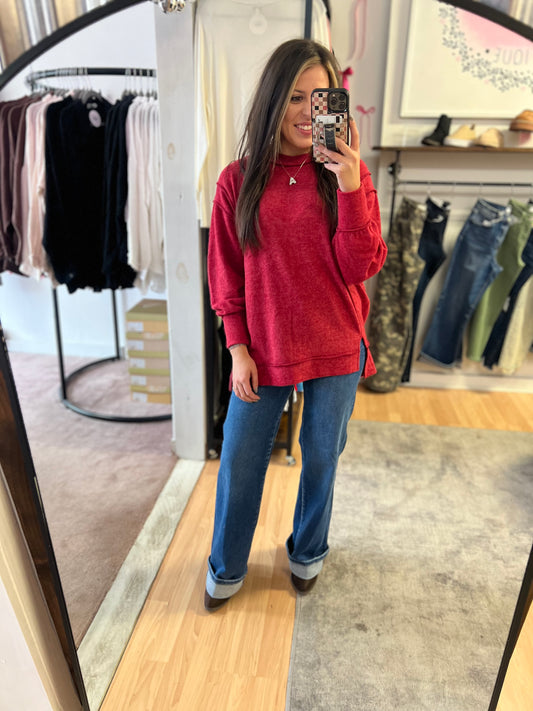 Hacci Oversized Sweater, Red