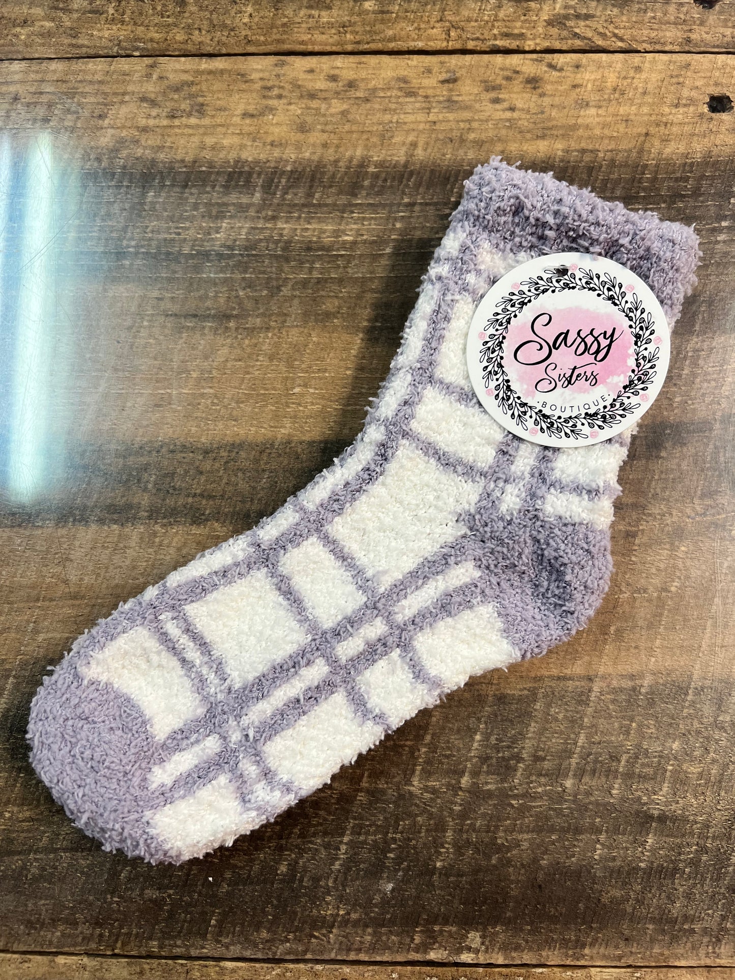 Fuzzy Socks, Purple Stripe