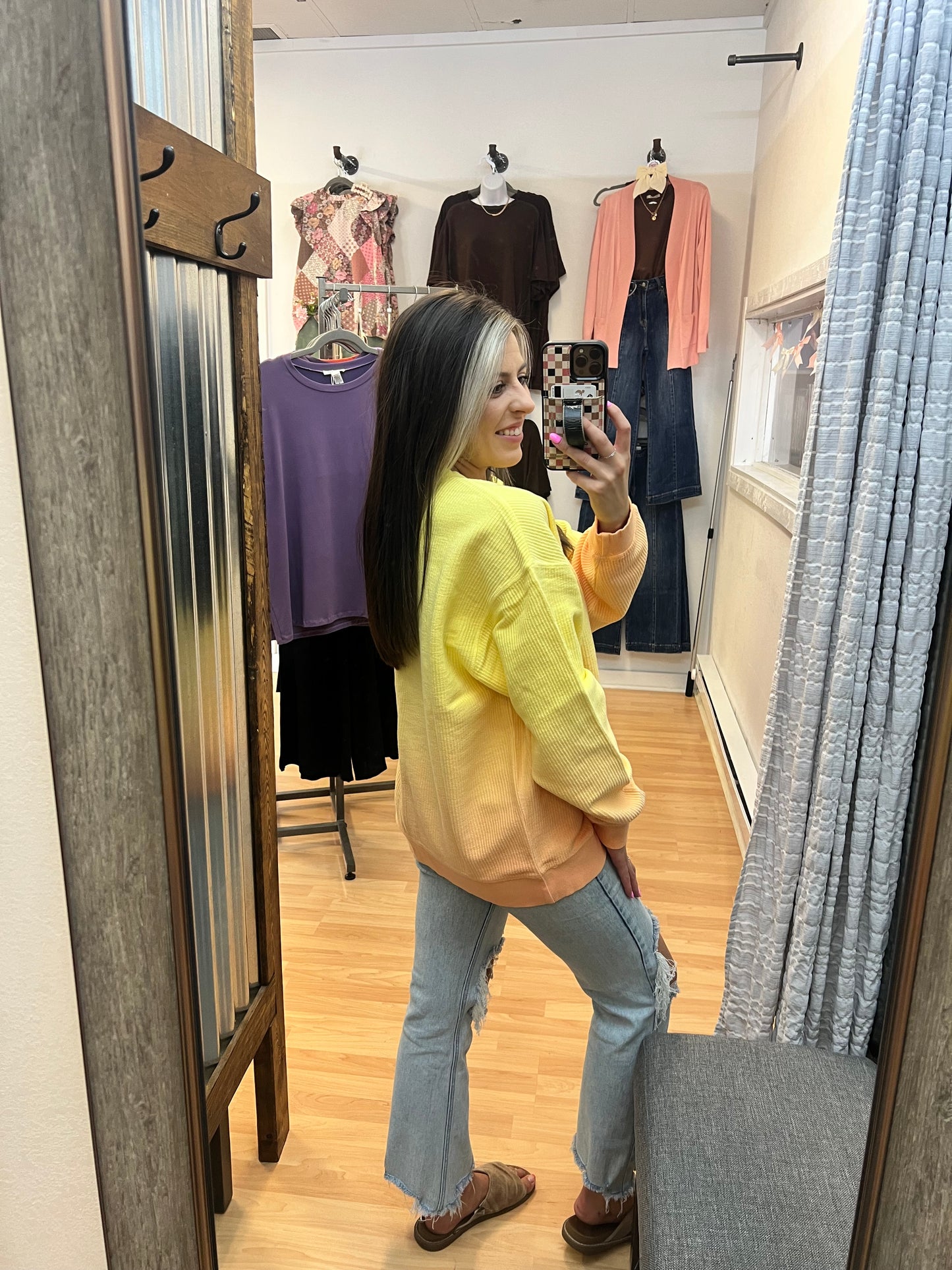 Luxe Corded Crew, Ombre Sunset