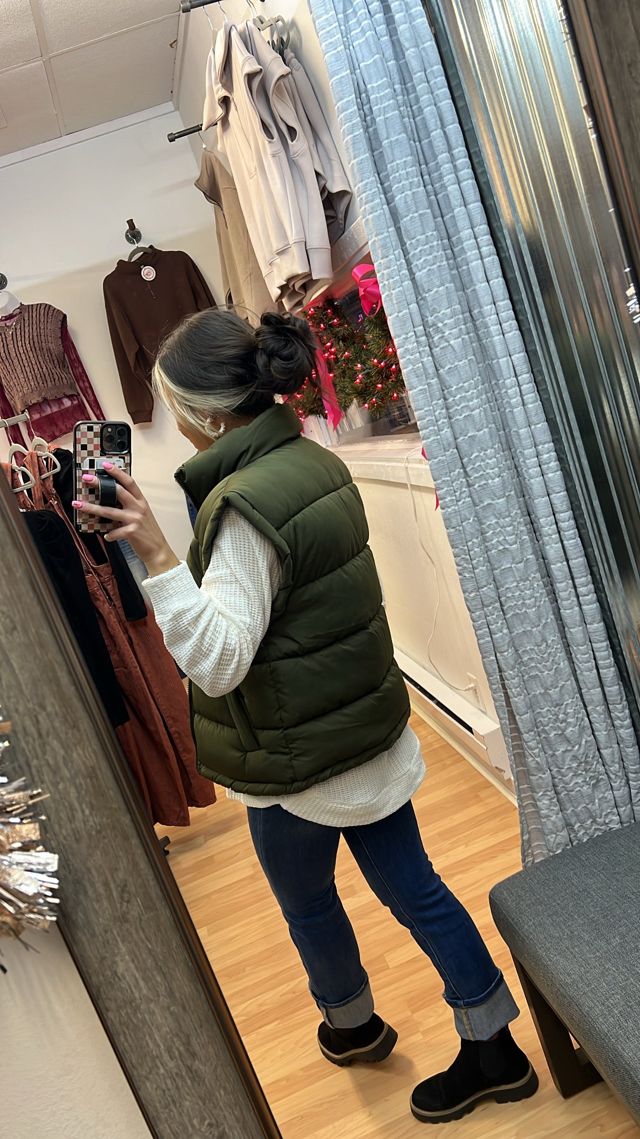 Oversized Puffer Vest, Olive