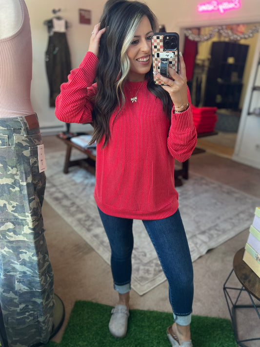 Raised Rib Top, Ruby