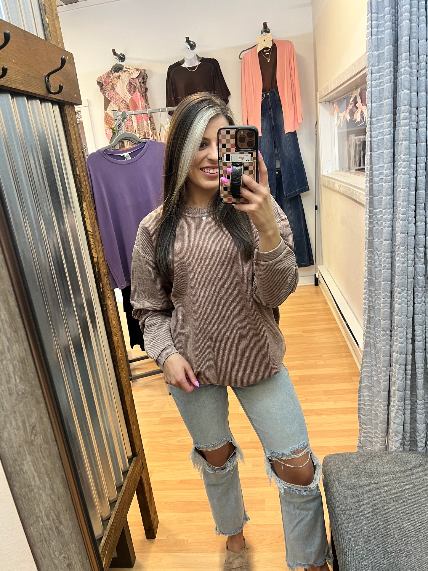 Luxe Corded Crew, Cappuccino