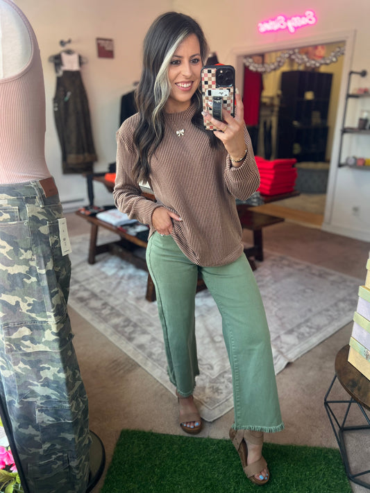 Raised Rib Top, Brown