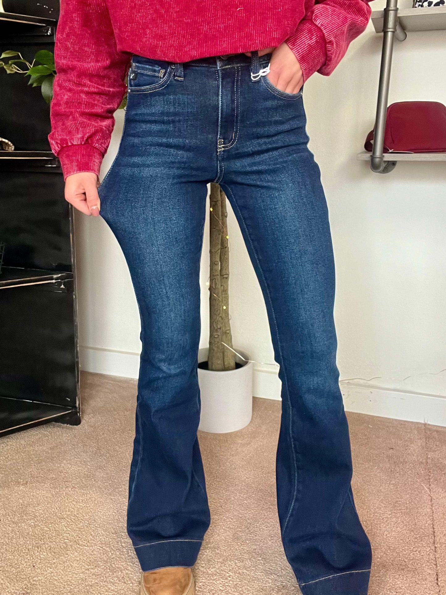 Nora Dark Wash Bootcut Flares, Kancan