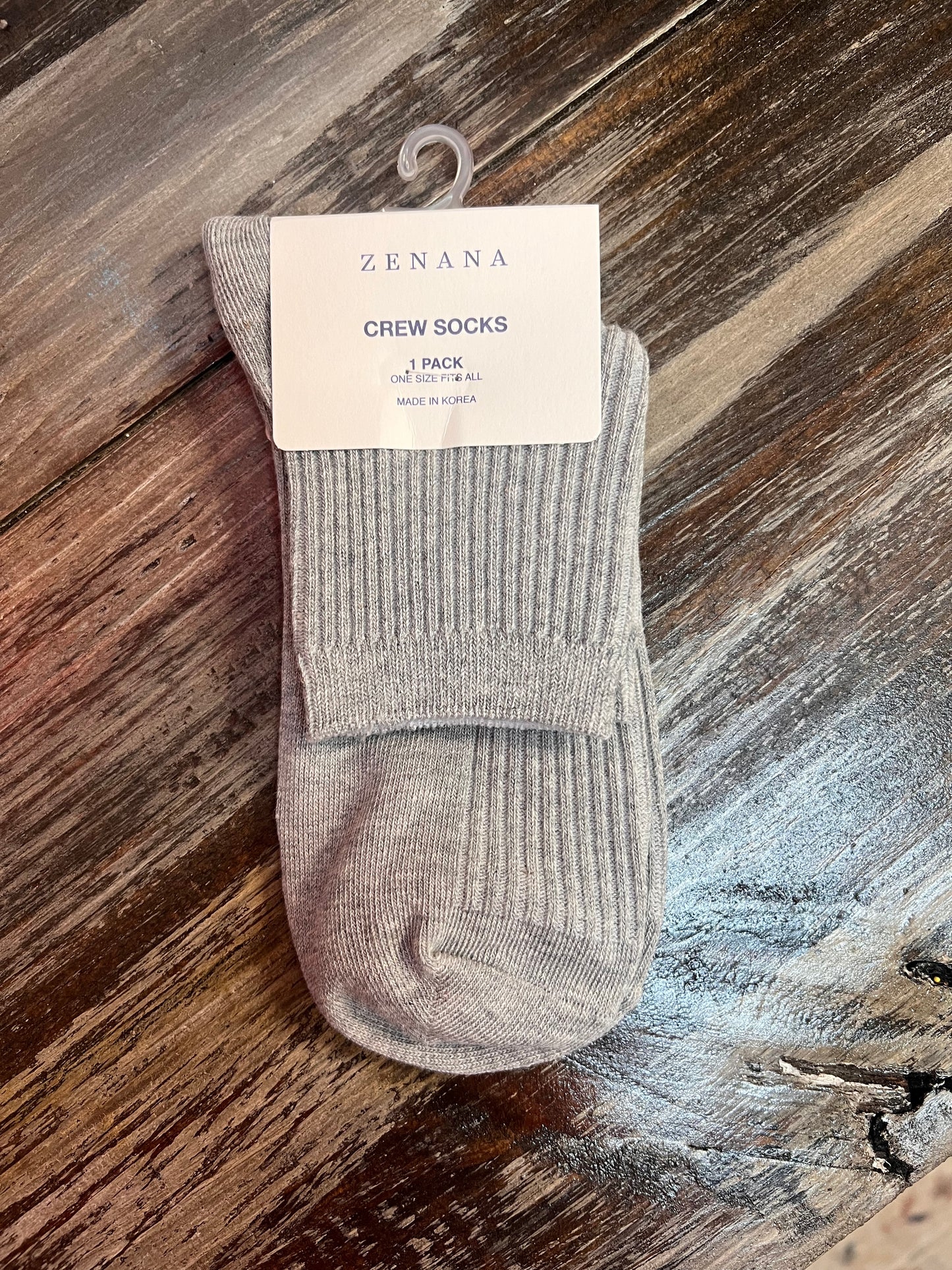 Ribbed Crew Socks, H Grey