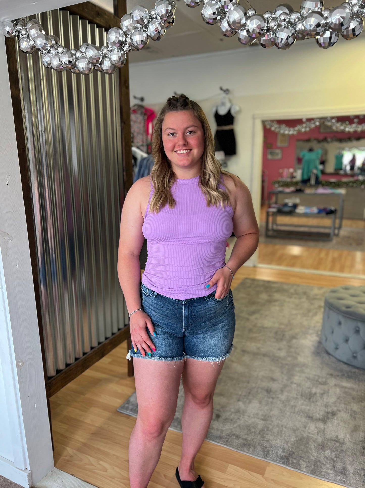 Ribbed Fitted Tank, Lavender