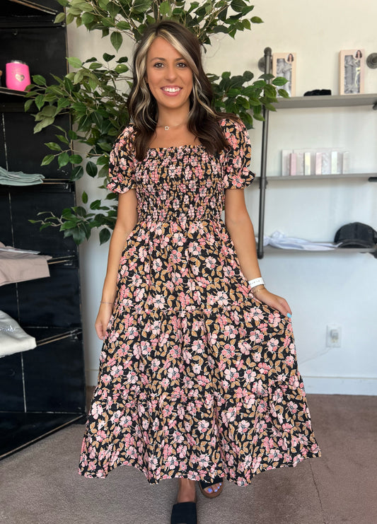 Maxine Dress, Black Floral