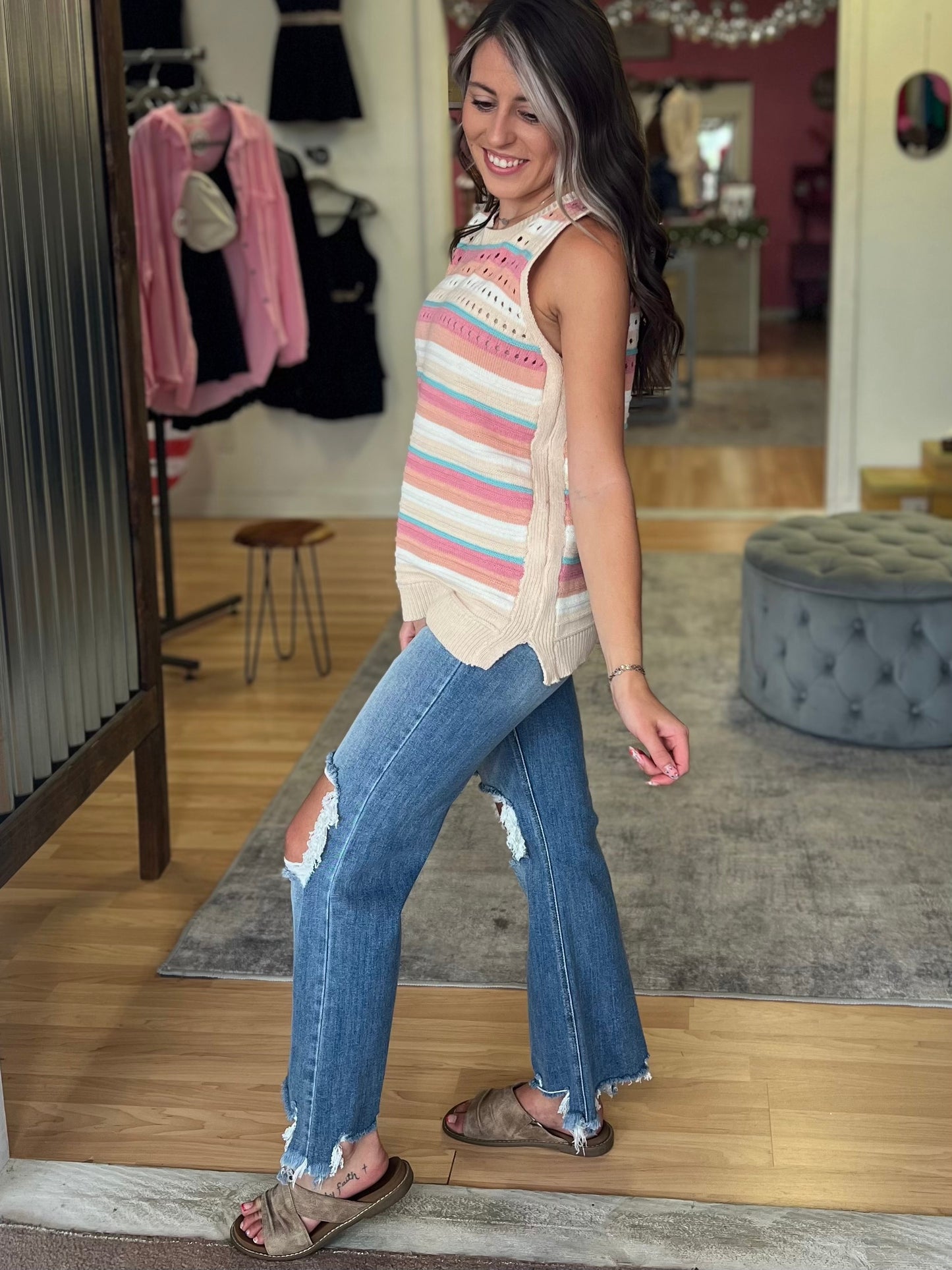 Striped Crochet Top