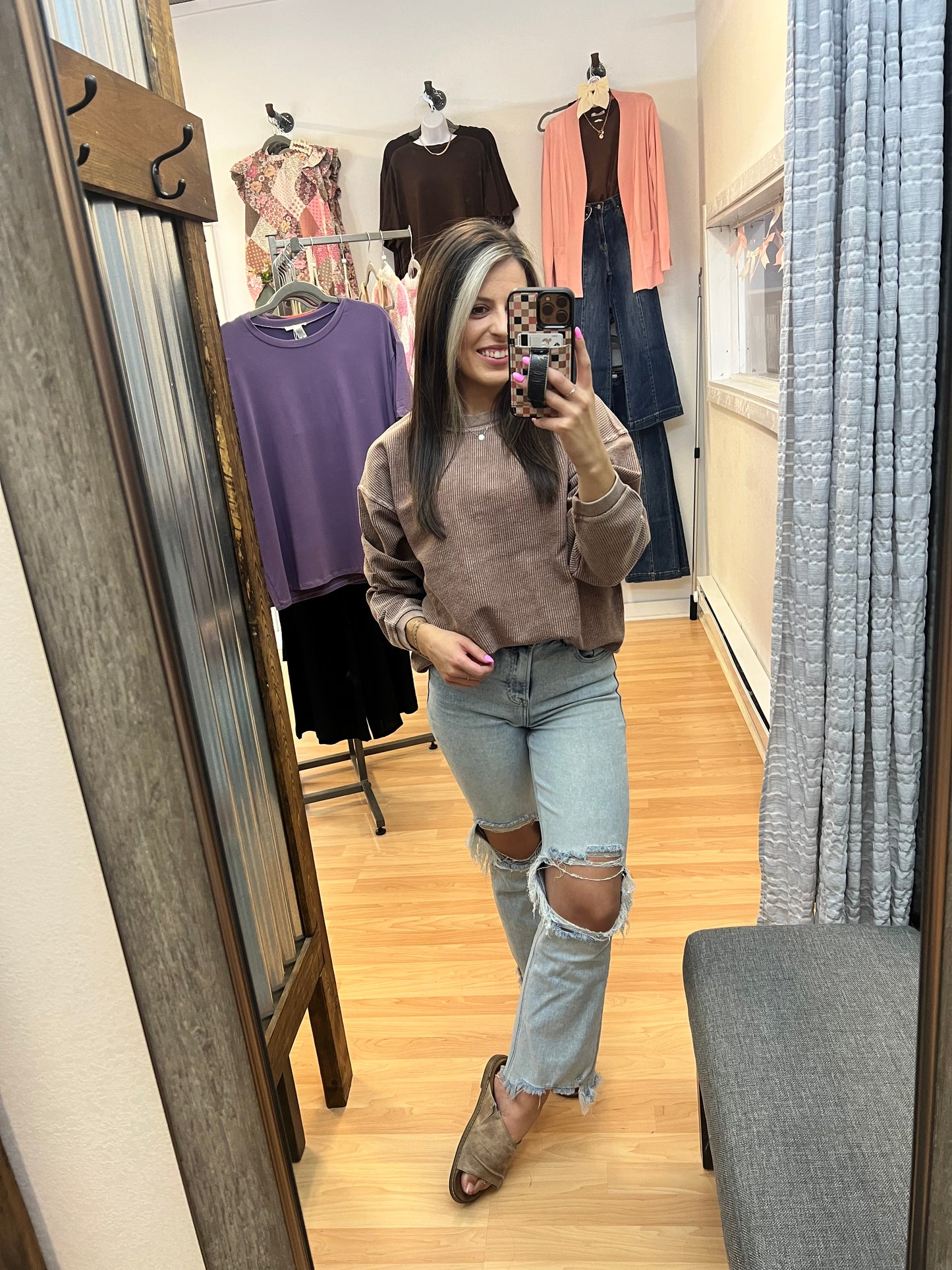 Luxe Corded Crew, Cappuccino