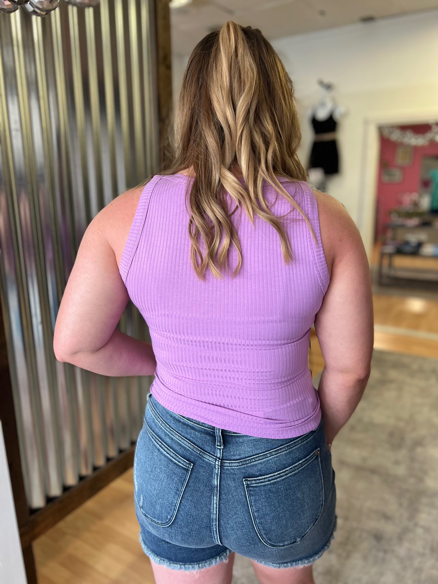 Ribbed Fitted Tank, Lavender