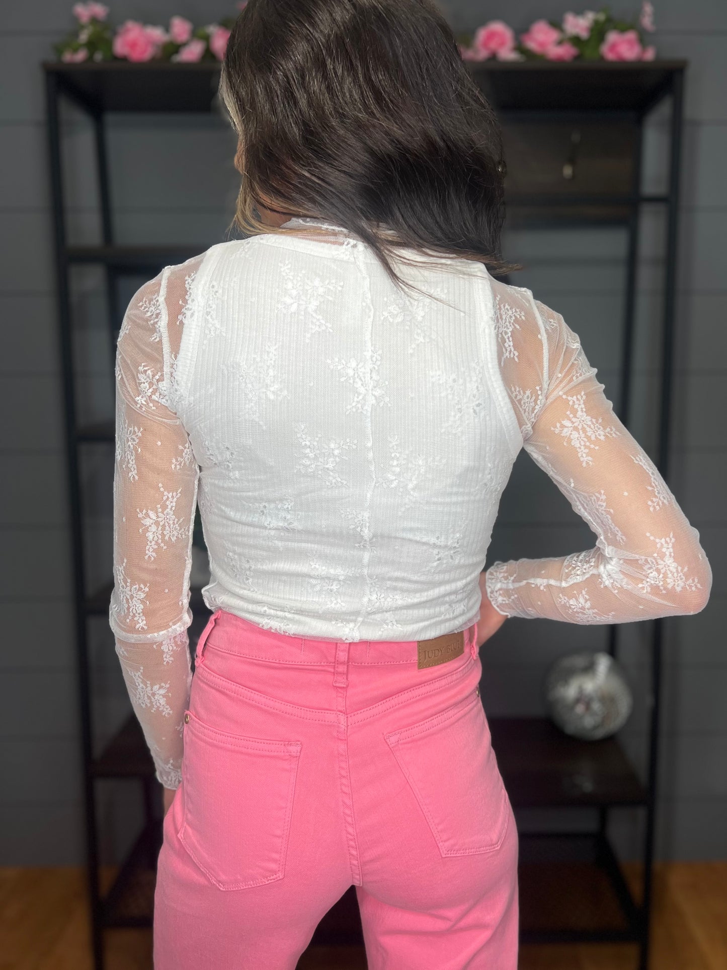 Heartbreaker Mesh Lace Top, White