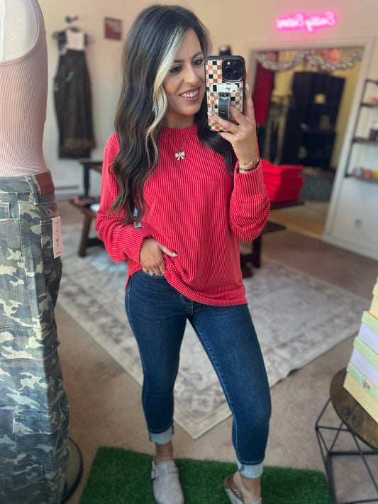 Raised Rib Top, Ruby