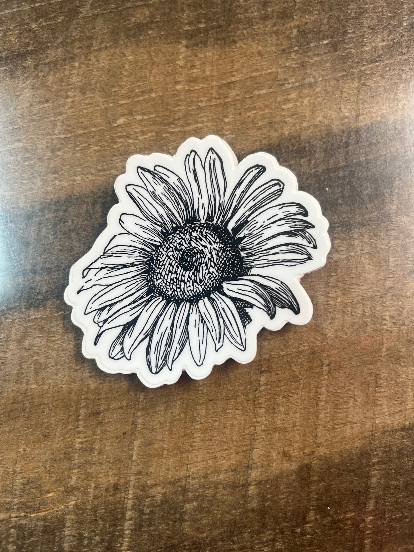 Black & White Sunflower Sticker