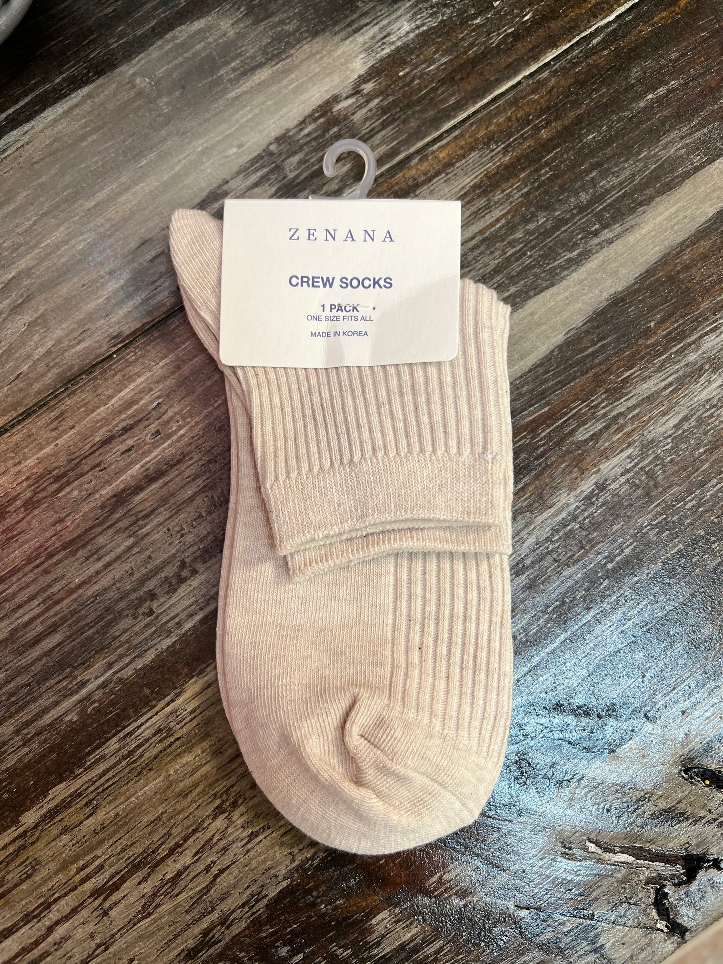 Ribbed Crew Socks, H Beige