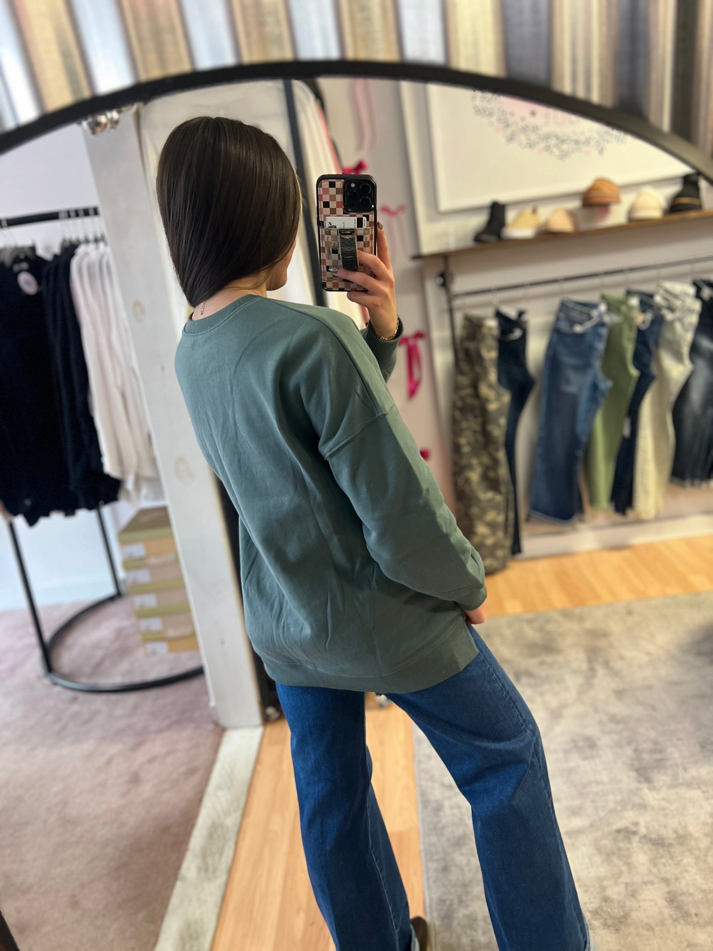 Fleece Pullover, Olive CURVY SIZES!