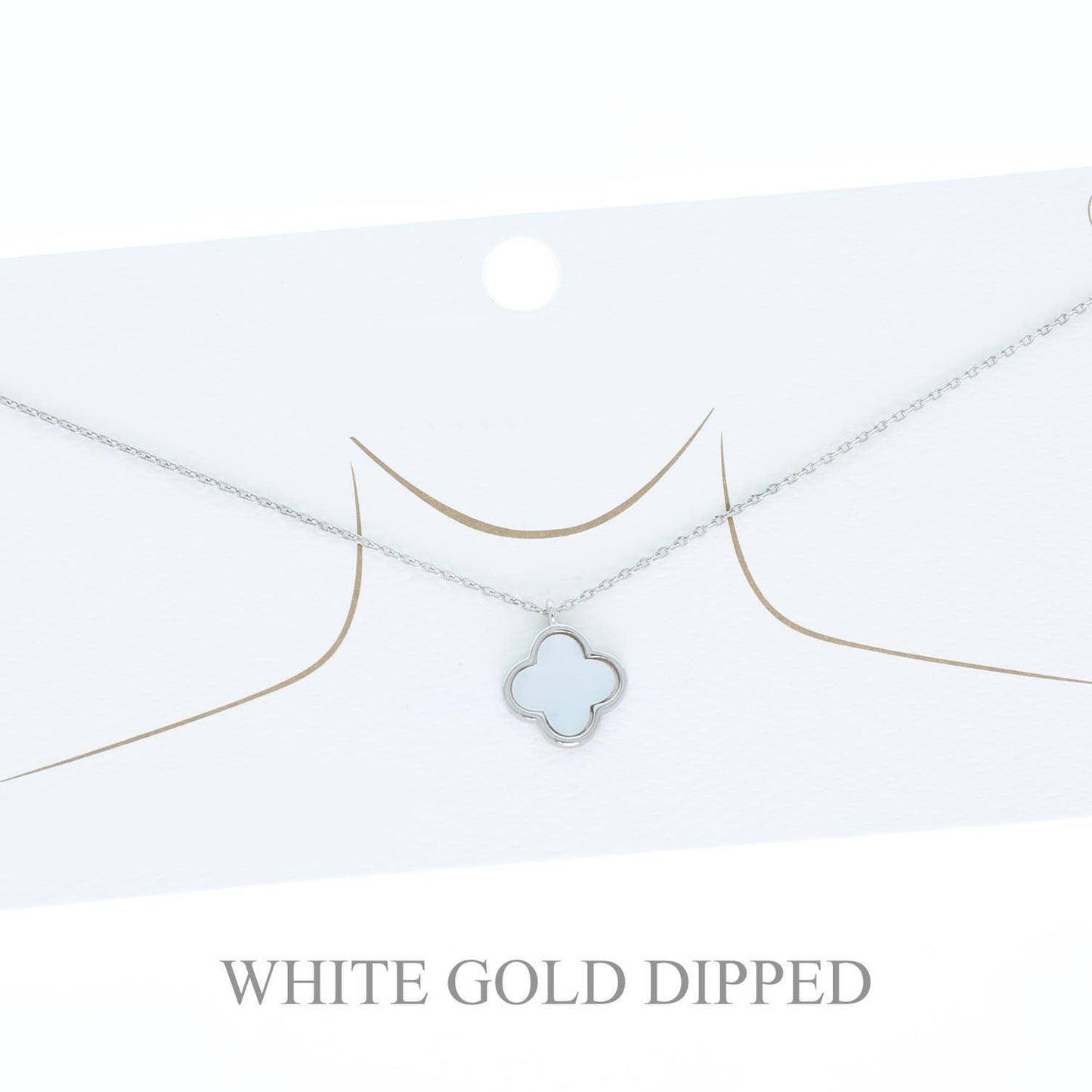 Clover Necklace, Silver/White