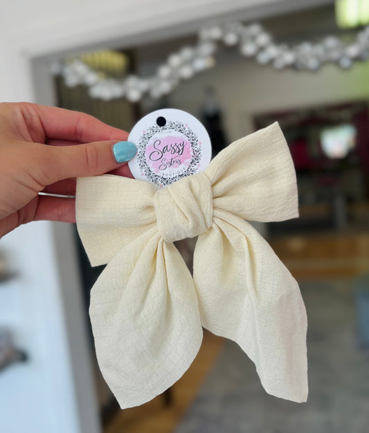 Ditsy Bow Clip, Off White
