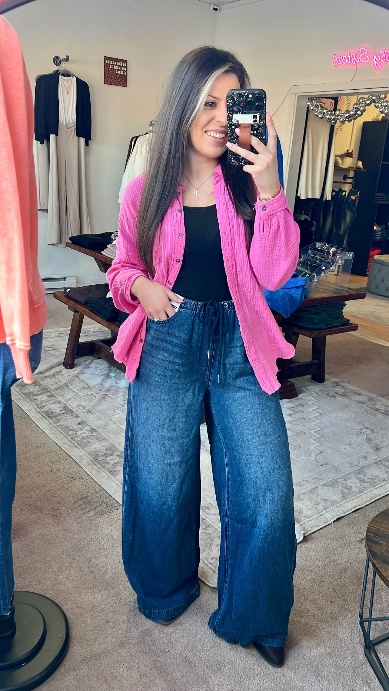 Judy Blue High Rise Palazzo Pants, Dark