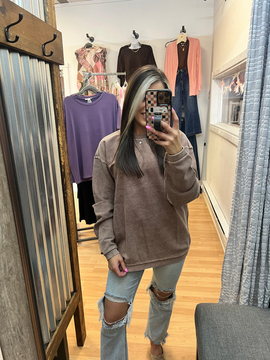 Luxe Corded Crew, Cappuccino