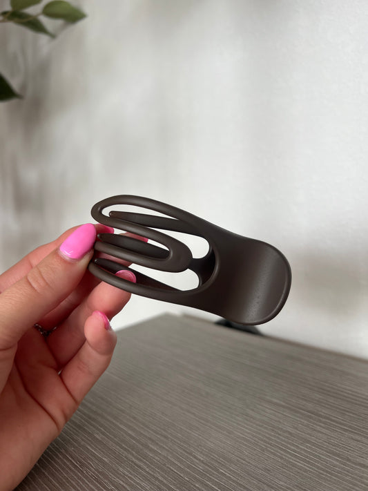 Oval Flat Hair Clip, Brown