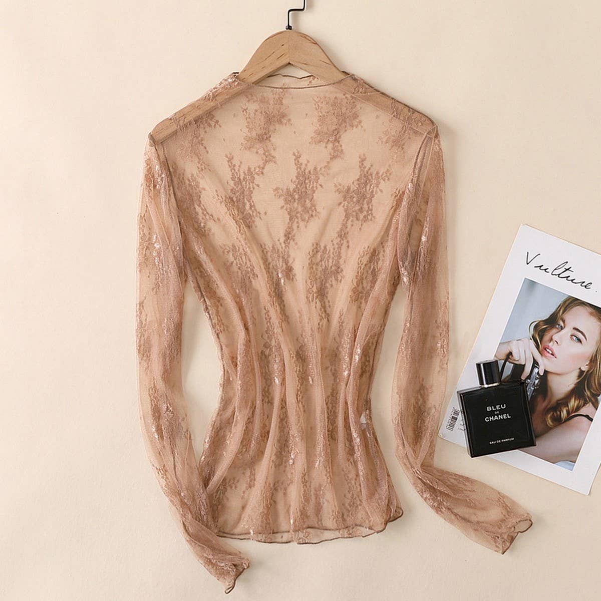 Heartbreaker Mesh Lace Top, Coffee