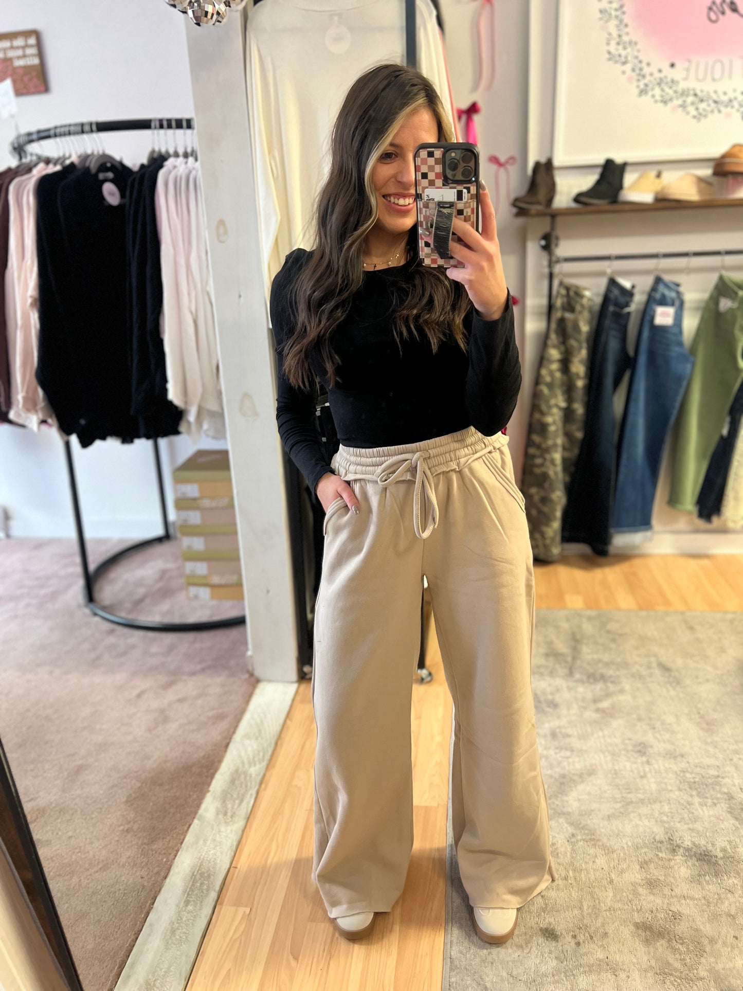 *DOORBUSTER* Fleece Wide Leg Sweatpants, Ash Mocha