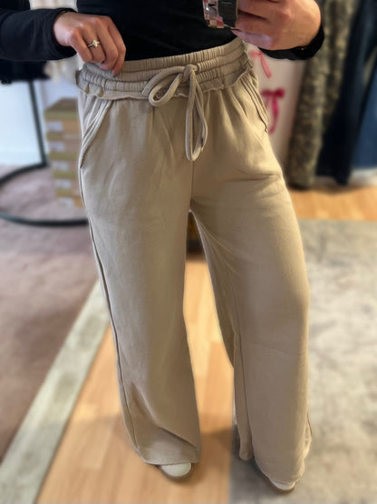 *DOORBUSTER* Fleece Wide Leg Sweatpants, Ash Mocha
