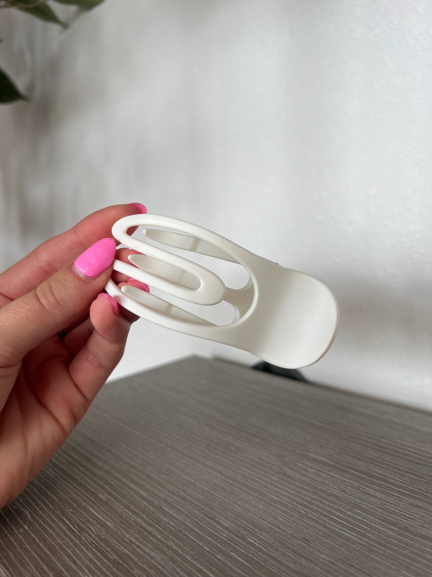 Oval Flat Hair Clip, White