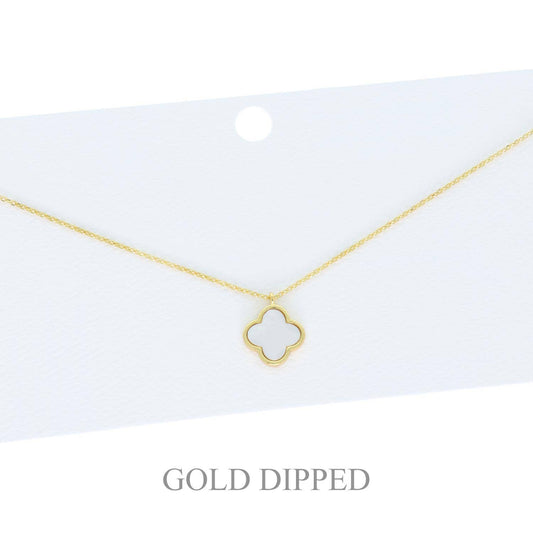 Clover Necklace, Gold/White