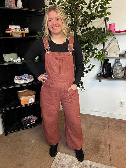 Barrel Jean Overalls, Rust