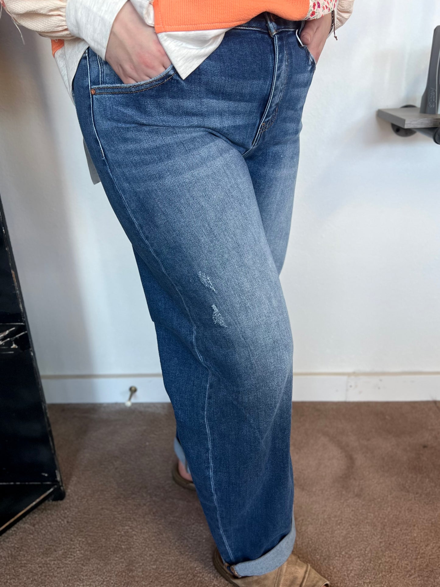 Lindsey Mid Rise Barrel Jean, RISEN