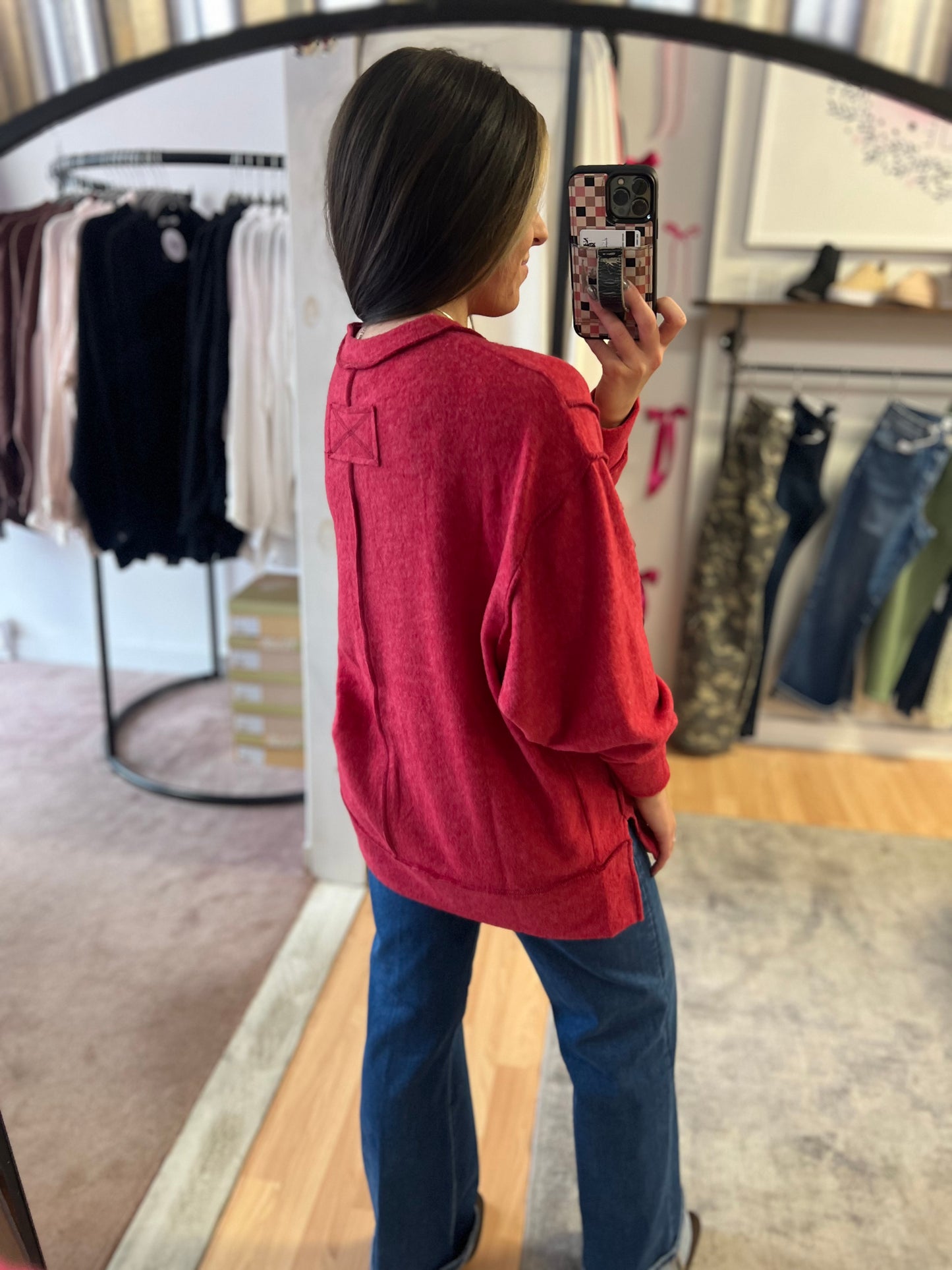 Hacci Oversized Sweater, Red