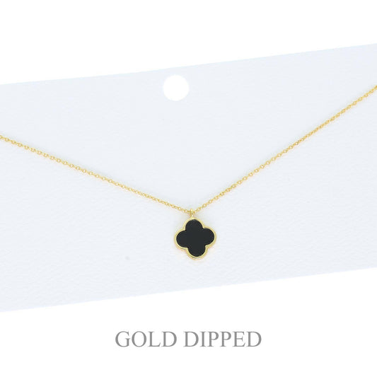Clover Necklace, Black/Gold