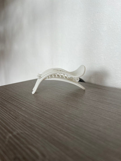 Oval Flat Hair Clip, White