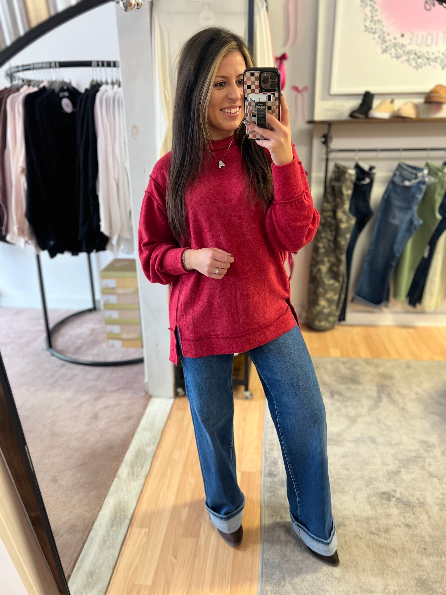 Hacci Oversized Sweater, Red