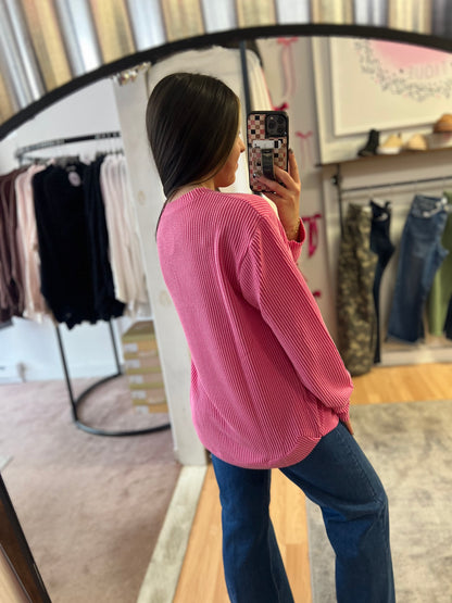 Raised Rib Top, Pink